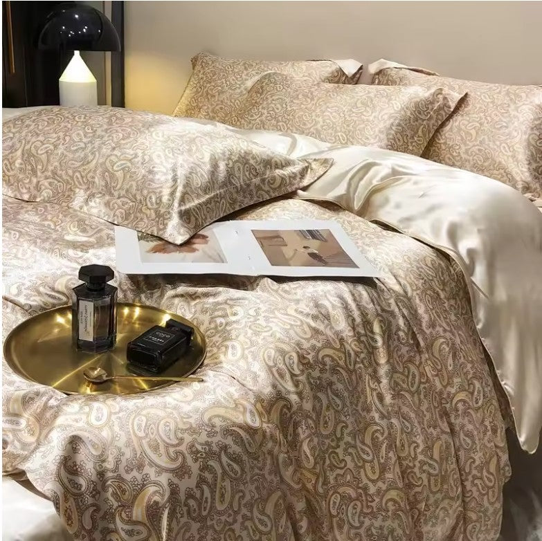 Mulberry Silk Blend Satin Bedding Set Queen