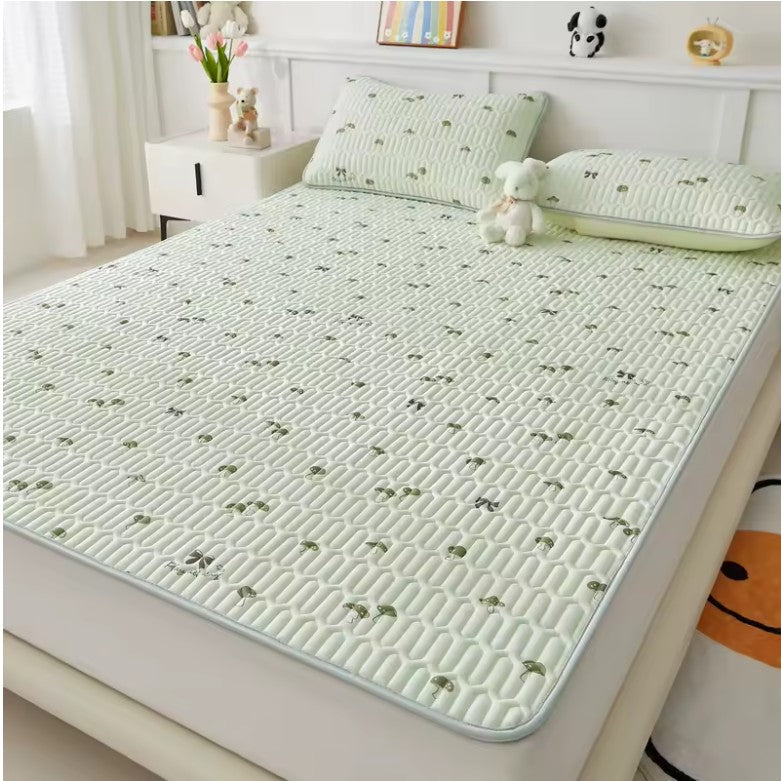 Printed Ice Silk Summer Bed Mat with Latex Filling