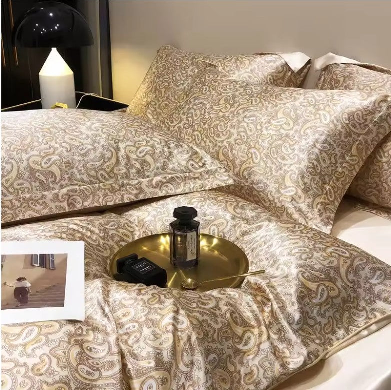 Mulberry Silk Blend Satin Bedding Set Queen