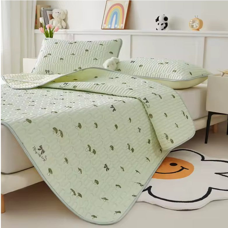 Printed Ice Silk Summer Bed Mat with Latex Filling