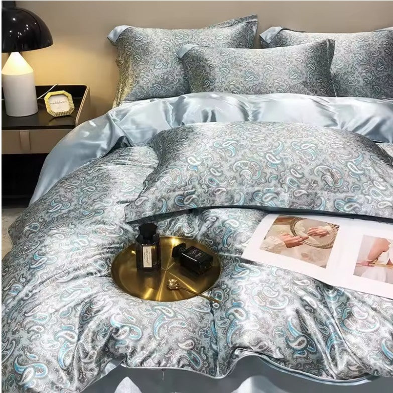 Mulberry Silk Blend Satin Bedding Set Queen
