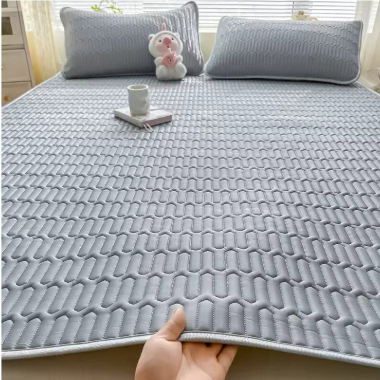 Printed Ice Silk Summer Bed Mat with Latex Filling