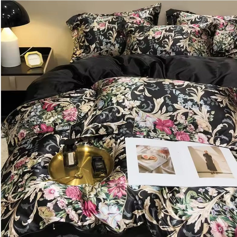 Mulberry Silk Blend Satin Bedding Set Queen
