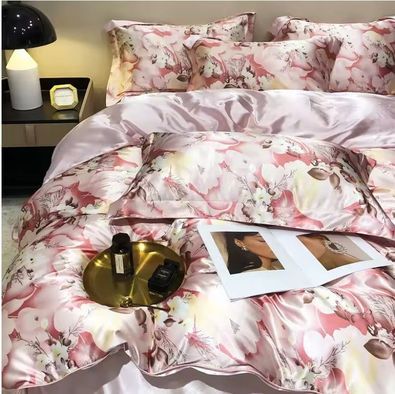 Mulberry Silk Blend Satin Bedding Set Queen