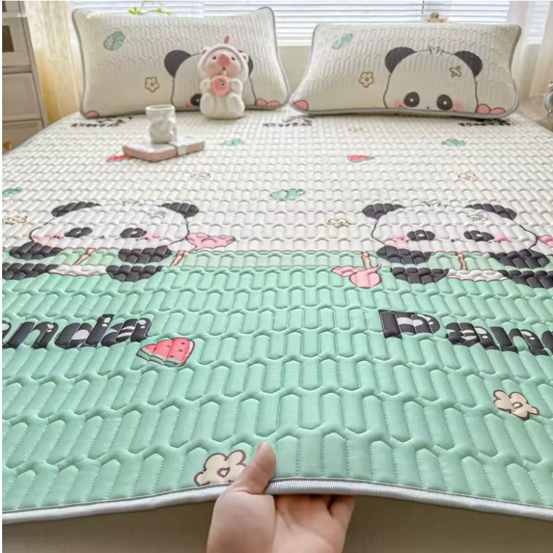 Printed Ice Silk Summer Bed Mat with Latex Filling